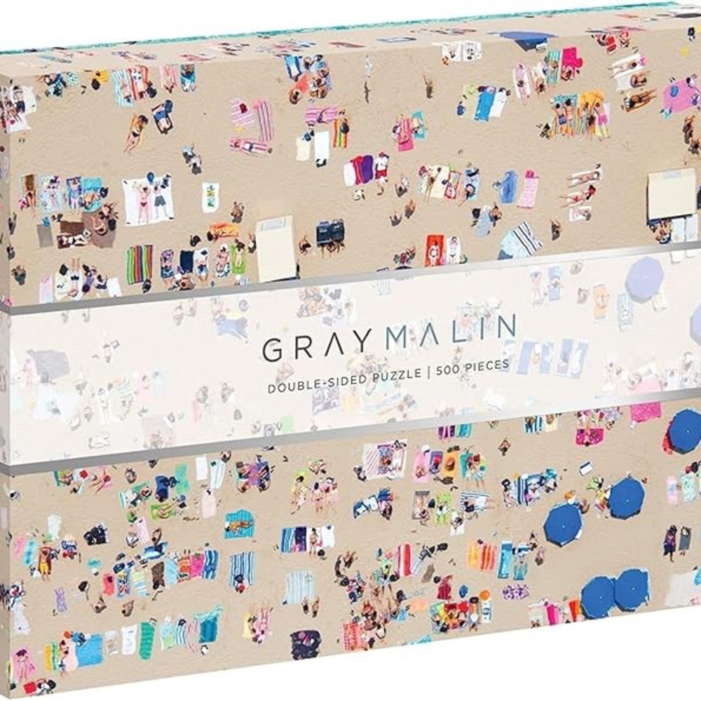 NWT Gray Malin 2-Sided Jigsaw Puzzle, The Beach, 500 Pieces - 24” x 18”